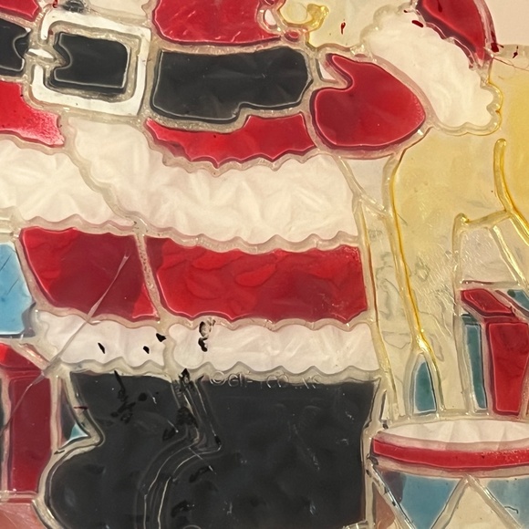 Vintage Plastic Christmas Stained Glass Suncatcher Giftco Set Of 3 with 8” Tall - Picture 14 of 14